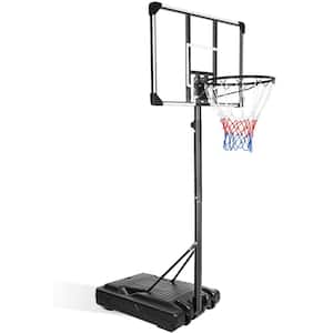 6.2 ft. to 8.5 ft. with 35.4 in. Portable Basketball Hoop Goal Basketball Stand Height Adjustable Transparent Backboard