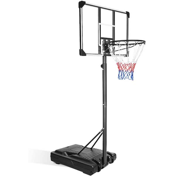 Xzkai 6.2 ft. to 8.5 ft. with 35.4 in. Portable Basketball Hoop Goal Basketball Stand Height Adjustable Transparent Backboard