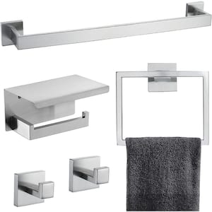 24 in. Wall Mounted, Towel Bar in Brushed Nickel, 5-Piece