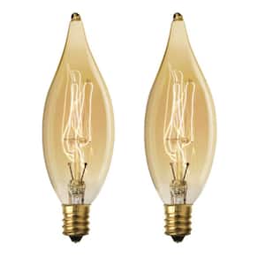 40-Watt CA10 Dimmable Filament Amber Glass E12 Candelabra Incandescent Vintage Edison Light Bulb, Warm White (2-Pack)