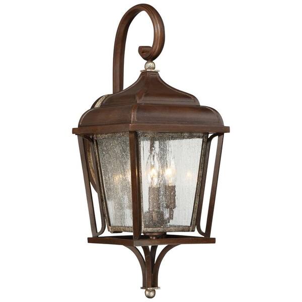 the great outdoors by Minka Lavery Astrapia II 3-Light Dark Rubbed Sienna with Aged Silver Wall Lantern Sconce