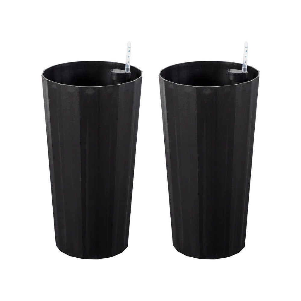 13 in. D Black PE Modern Decorative Garden Pots for Indoor & Outdoor Use (Set of 2) price history on PriceWatchPro