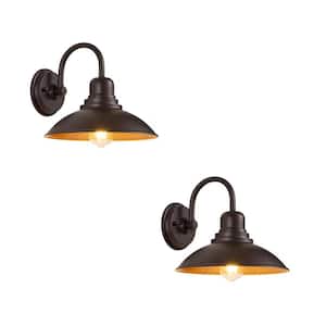 Oil Rubbed Bronze Outdoor Wall Outlet Wall Lantern with No Bulbs Included Metal Shade (Pack of 2)