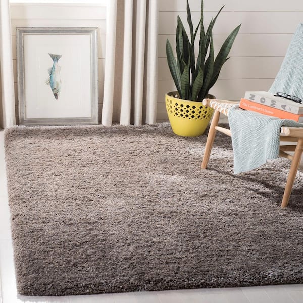 South Beach Shag Silver 6 ft. x 6 ft. Square Solid Area Rug