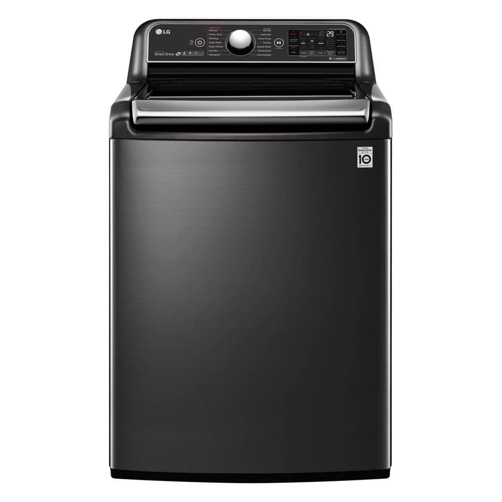 LG 5.5 cu. ft. SMART Top Load Washer in Black Steel with Impeller,  Allergiene Steam Cycle and TurboWash3D Technology WT7900HBA The Home Depot