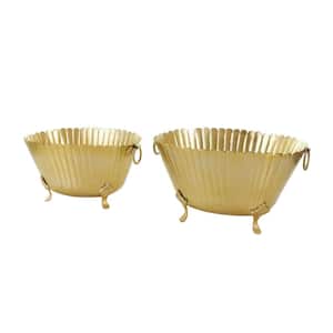 9 in. and 8 in. Small Gold Metal Planter (2-Pack)