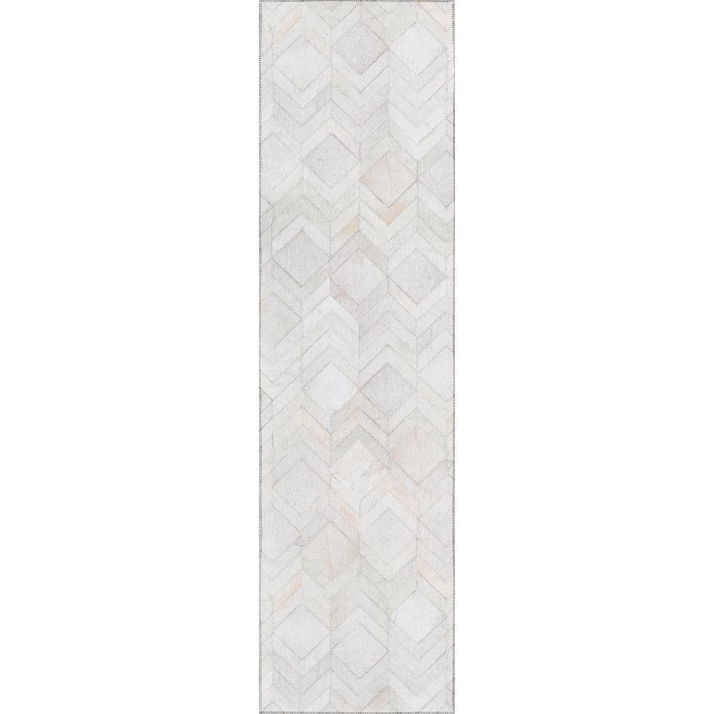 Laredo Ivory 2 ft. 3 in. x 7 ft. 6 in. Indoor/Outdoor Washable Rug