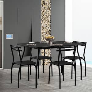 Modern 5-Piece Wood Black Armless Chair