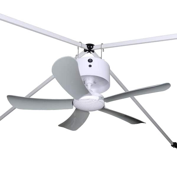 CANOPY BREEZE 31 in. W Outdoor White Rechargeable Ceiling Fan for Portable Canopies with Remote 6-Hour Run Time