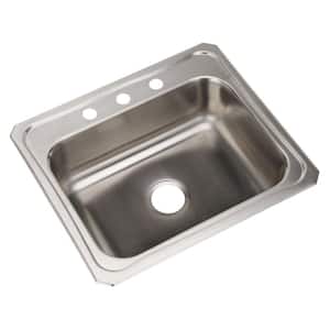 Celebrity Drop-In Stainless Steel 25 in. 3-Hole Single Bowl Kitchen Sink with 7 in. Bowl