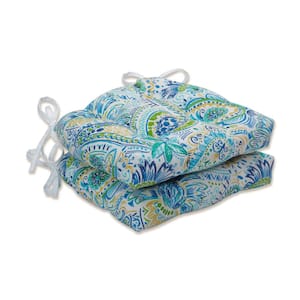 Paisley 16 in. x 15.5 in. 2-Piece Outdoor Dining Chair Cushion in Blue/Yellow Gilford