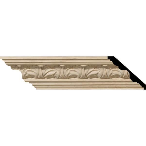 Ekena Millwork SAMPLE - 2-3/8 in. x 12 in. x 2-1/8 in. Maple Acanthus Leaf Carved Wood Crown Moulding Maple