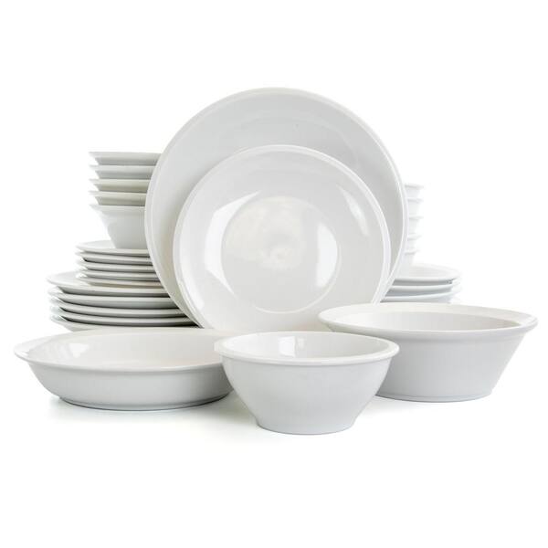 Gibson Home Premier 30-Piece Casual White Ceramic Dinnerware Set (Service for 6)