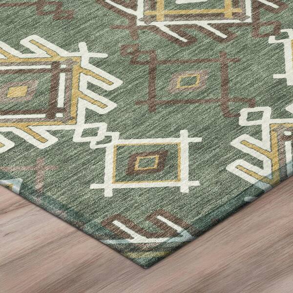 Chantille Machine Washable Indoor/Outdoor Abstract ACN3042 Basil 10 ft. x 14 ft. Area Rug