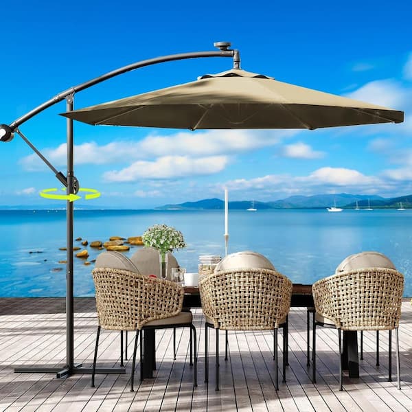 10 foot tall patio umbrella Grand 10x10 FT Patio Offset Large Square Aluminum Cantilever Umbrella Base Included for Deck Porch (Champagne, 10x10 FT) : Patio, Lawn & Garden The canopy features 10 feet span for enough covering space VOUA 10-ft Aluminum Orange Crank