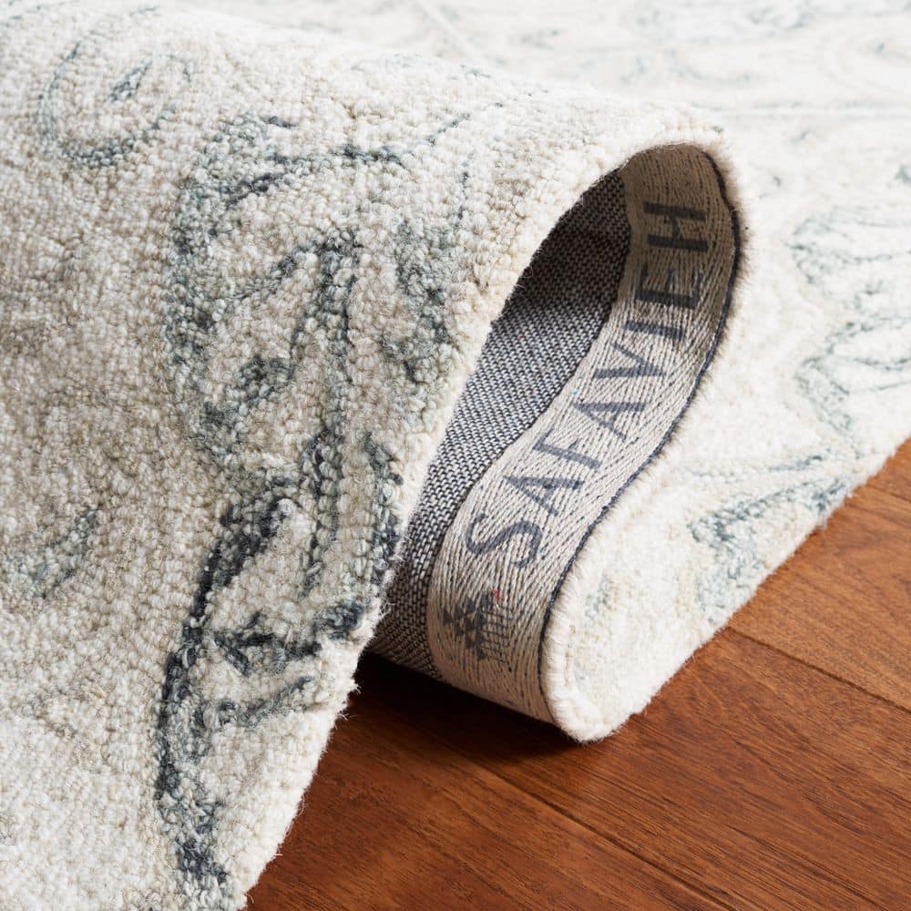 Ivory and Grey Hand-Tufted Wool Runner Rug, 2'-3" x 8'