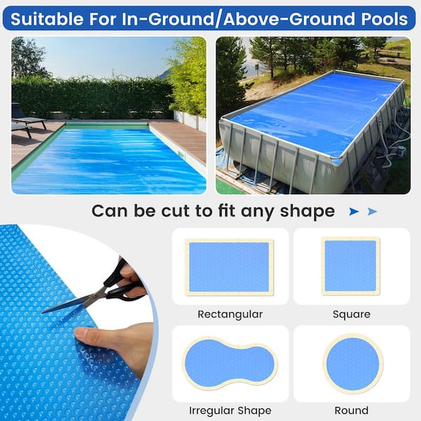 Costway 16 ft. x 32 ft. Rectangular Blue Above Ground Pool Solar