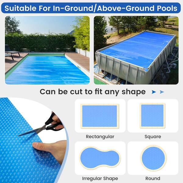 Costway 18 ft. x 36 ft. Rectangular Blue Above Ground Pool Solar Cover 12  Mil Heat Retaining Blanket with Carry Bag NP10869-36 - The Home Depot