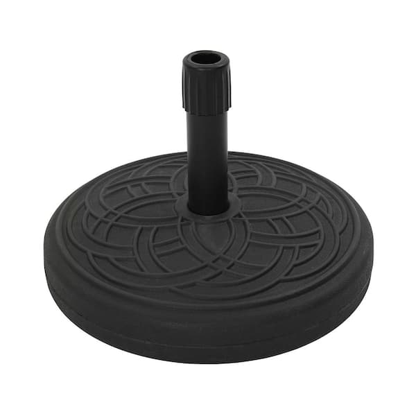 Clihome Outdoor Patio Umbrella Base in Black, Fillable with Water or Sand, Fits 1.5/1.9in Poles, Black PE with Knob Lock