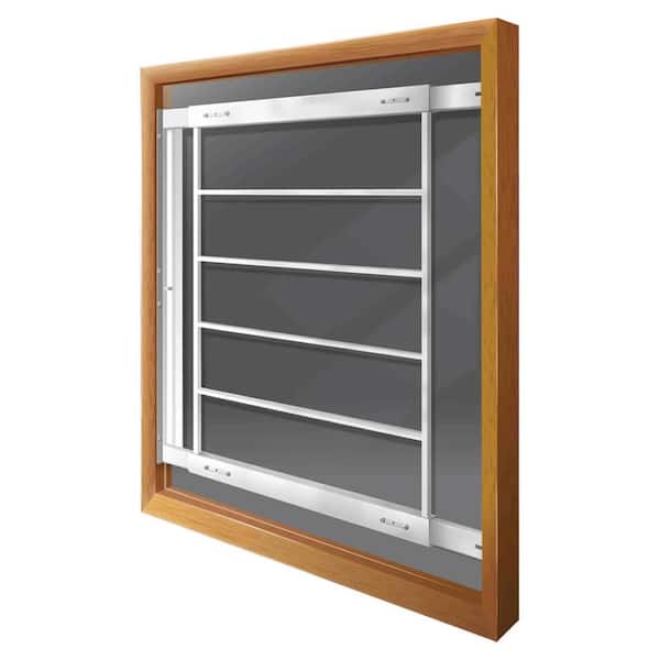 Swing-Away 21 in. to 28 in. Adjustable Width 6-Bar Window Guard - White