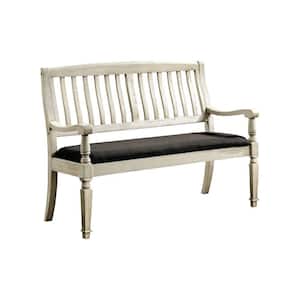 50 in. Off-White Linen 3 Seater Wooden Loveseat with Padded Seat