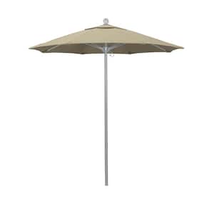 7.5 ft. Gray Woodgrain Aluminum Commercial Market Patio Umbrella Fiberglass Ribs and Push Lift in Beige Pacifica