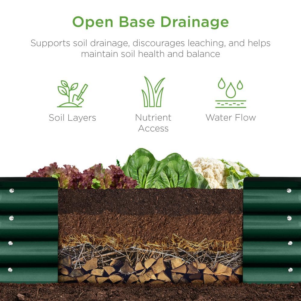 Dark Green Powder-Coated Steel Outdoor Raised Garden Bed Planter Box