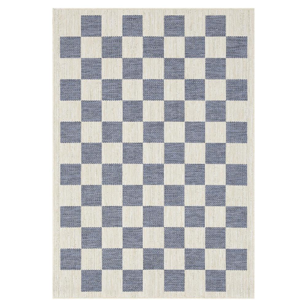 PLAYA RUG Daisy Blue and Ivory 10 ft. x 13 ft. Indoor/Outdoor Area Rug ...
