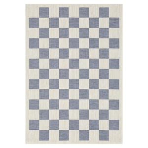 Daisy Blue and Ivory 10 ft. x 13 ft. Indoor/Outdoor Area Rug