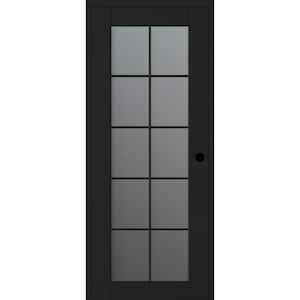 Vona 30 in. x 80 in. Left-Hand 10Lite Frosted Glass Black Matte Wood Composite DIY-Friendly Single Prehung Interior Door