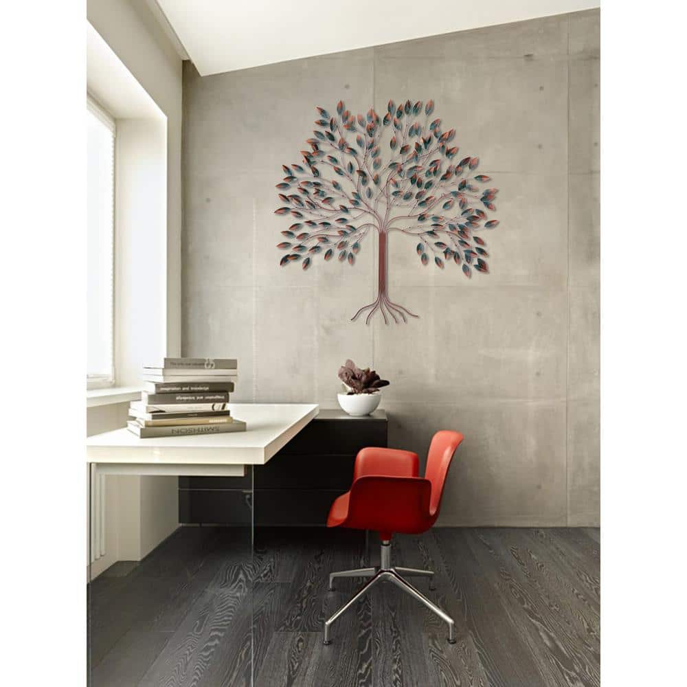 Handcrafted Multicolor Metal Tree of Life Wall Sculpture