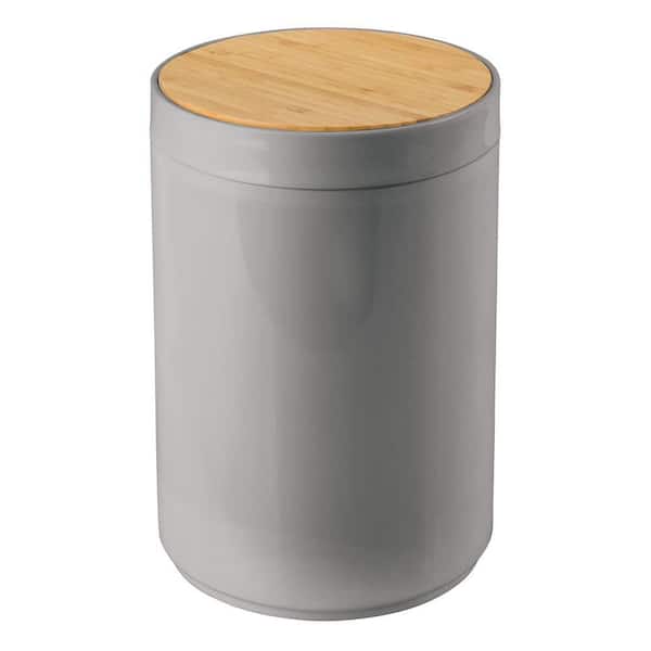FAWEY TRED INC 1.3 Gal. Gray Plastic Circular Trash Can with Swinging Closure Lid