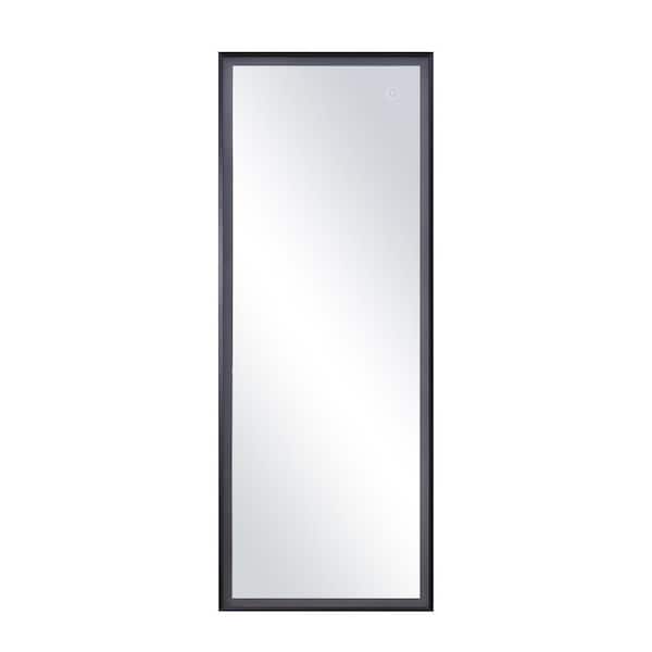 Inspired Home Dequan 1.6 in. W x 53 in. H Aluminum Black Full Length Decorative Mirror With Touch Sensor