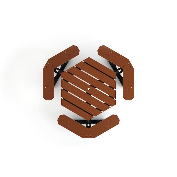 Frog Furnishings Hex Table - Brown PB 6HEXBRO - The Home Depot