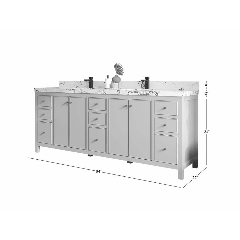 Chicago Black Double Bowl Sink Bathroom Vanity with Calacatta Countertop
