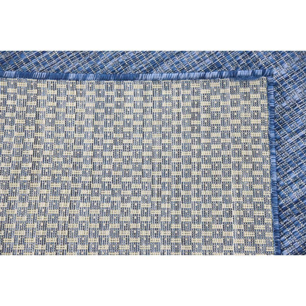 Navy Blue Synthetic Flat Woven Reversible Outdoor Rug 6' x 9'
