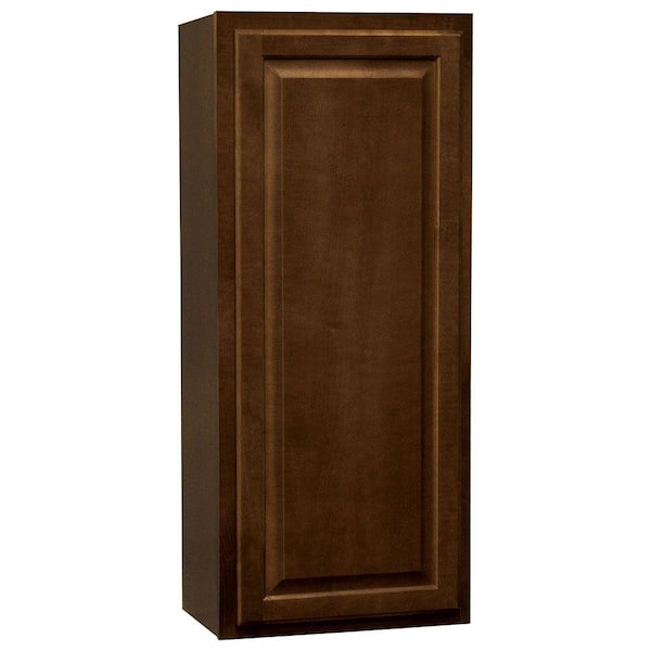 Hampton Bay Hampton 18 in. W x 12 in. D x 42 in. H Assembled Wall Kitchen Cabinet in Cognac