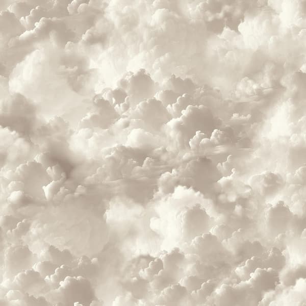 Merryweather Neutral White Cloudy Skies Wallpaper Sample