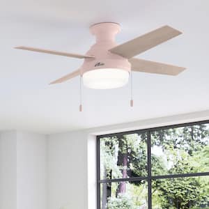 Ristrello 44 in. Indoor Blush Pink Low Profile Ceiling Fan with Light Kit