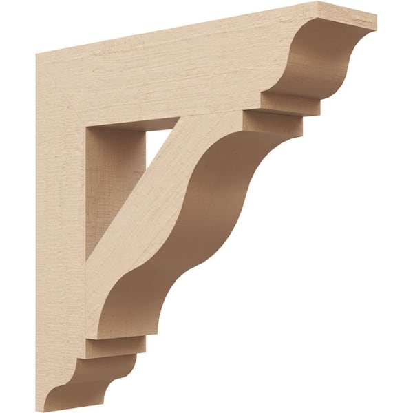 Ekena Millwork 3.5 in. x 16 in. x 16 in. Funston Traditional Rough Cedar Woodgrain Timberthane Polyurethane Bracket, Primed Tan