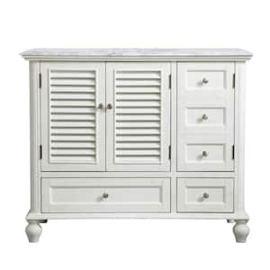 Timeless Home 42 in. W x 22 in. D x 35 in. H Single Bathroom Vanity in Antique White with White Marble and White Basin