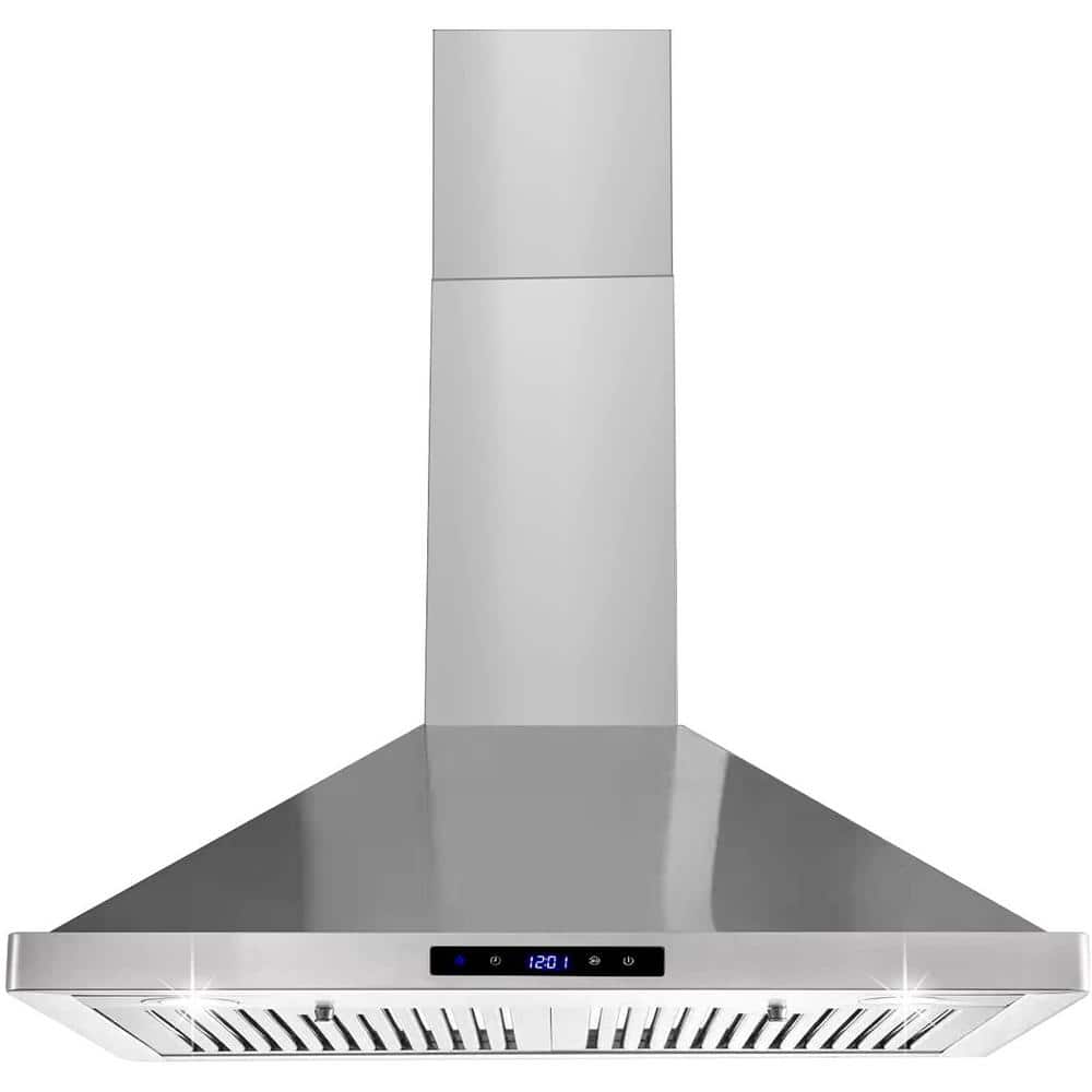 Silver 30 in. Range Hood 700 CFM Smart Ducted Insert with Touch Control and Removable Baffle Filters in Stainless Steel