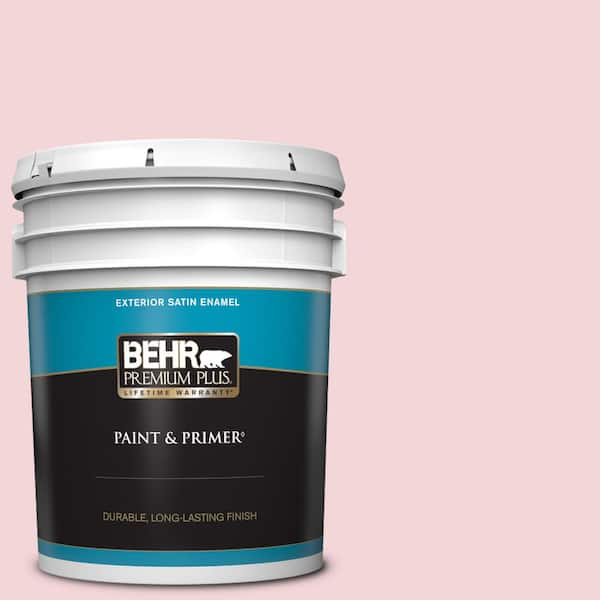 BEHR PREMIUM PLUS 5 gal. #M150-1 Lotus Petal Satin Enamel Exterior Paint & Primer