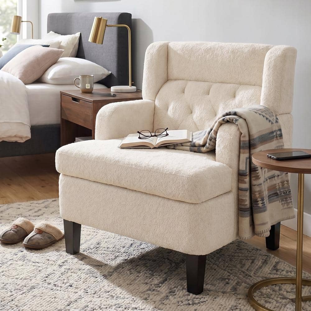 Beige Plush Upholstered Tufted Accent Armchair price history on PriceWatchPro