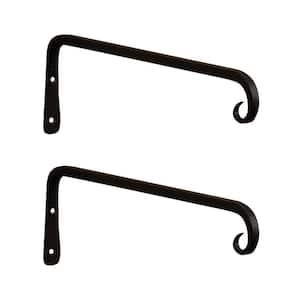 12 in. Tall Black Powder Coat Metal Straight Down Curled Wall Brackets (Set of 2)