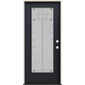 36 in. x 80 in. Left-Hand/Inswing Full Lite Mission Prairie Decorative Glass Black Steel Prehung Front Door