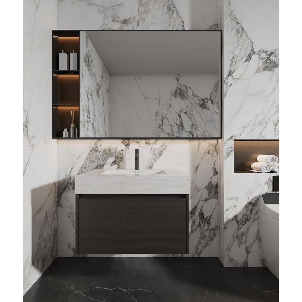 42 in. W x 21.7 in. D Porcelain Single Sink Vanity Top in Travertine White with Pre-Drilled Faucet Hole price history on PriceWatchPro