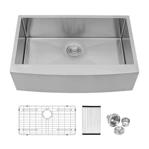 Apron Front 30 in. x 21 in. Stainless Steel Single Bowl Farmhouse Kitchen Sink with Sink Grid