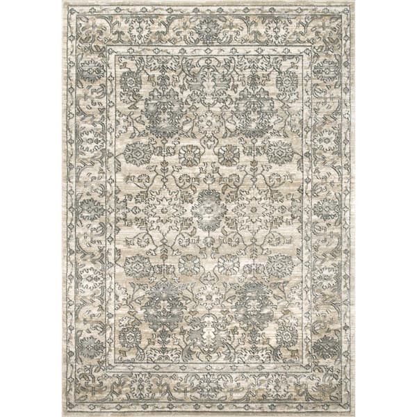 nuLOOM Kathleen Floral Beige 6 ft. 7 in. x 9 ft. Indoor Area Rug
