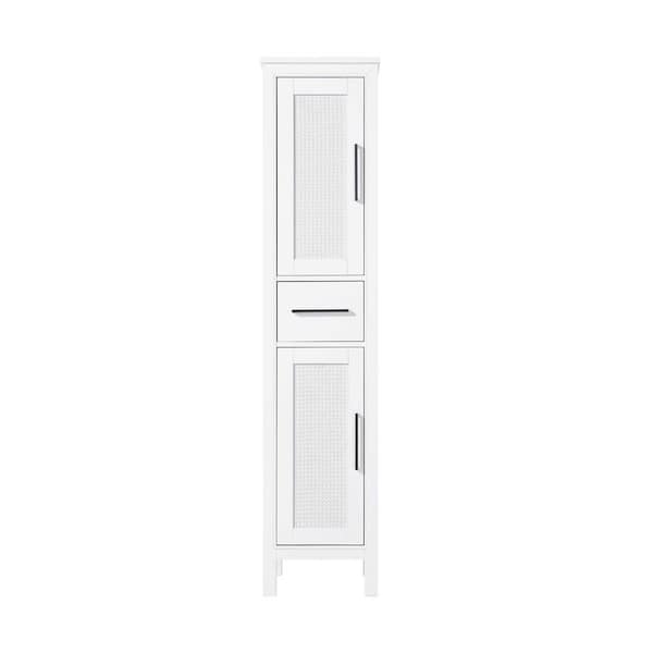 16 in. W x 18 in. D x 72 in. H White Freestanding Linen Cabinet